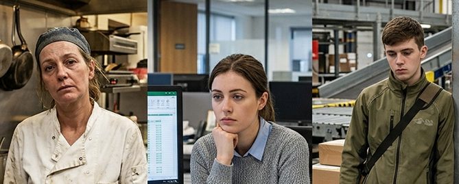 Trabajadores agotados, sin motivación, representando el malestar emocional en el trabajo que no llega a llamarse burnout
