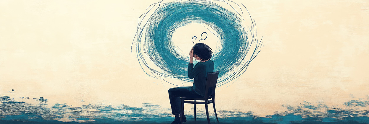 psicologo-online-sintomas-de-depresion-como-reconocerla.jpg Persona en una silla, apagada y dando vueltas a sus pensamientos, representando los síntomas de la depresión, más allá de la tristeza visible